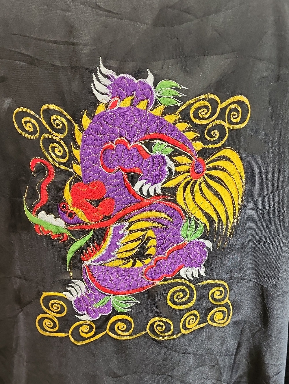 Mystic Clothing 100% Silk Kimono Robe Reversible Dragon Embroidery size Medium